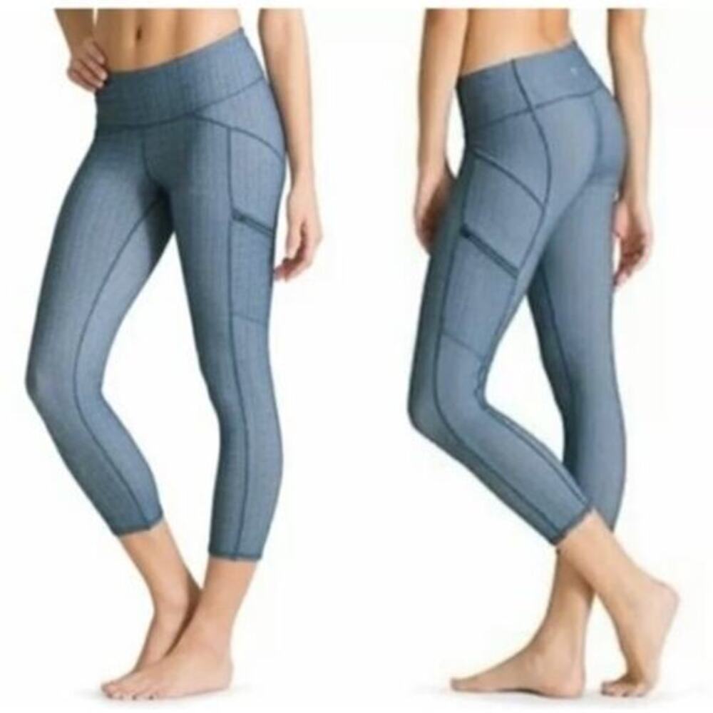 Athleta Leggings Womens Blue Herringbone Static Drifter Capri Active Crop small